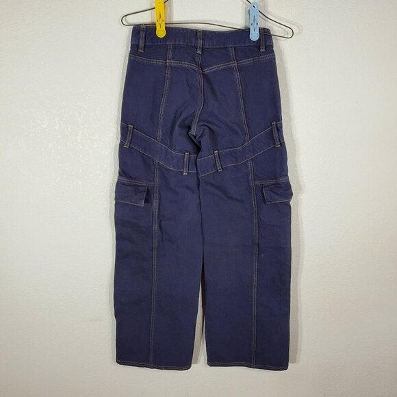 PacSun Low Rise Baggy Cargo Pants Size 22 Dark Blue Wide Leg 27x30 - Picture 2 of 14